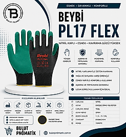PL17 Flex Likralı İpten Örme Lateks Eldiven no:10  24çift