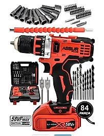 ASSUR 84 PARÇA ŞARZLI MATKAP SETİ KIRMIZI