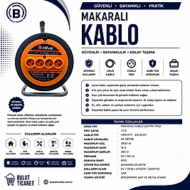 HİVA 3X1,5 50MT MAKARALI UZATMA KABLOSU