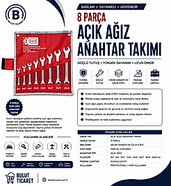 AÇIK AĞIZ ANAHTAR TAKIMI 8 PARÇA SOLİD